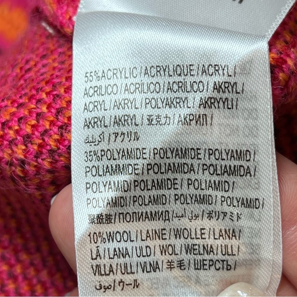 Farm Rio Vibrant Floral Cable Knit Sweater Pink Botanical Print Size Medium - Picture 13 of 13